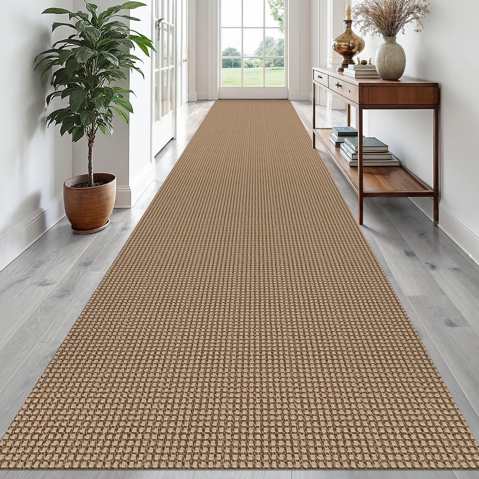 EARTHALL Woven Area Rug 2x3 Ft Washable Rugs for Entryway Braided Non Slip Throw Rugs Door Mat Indoor Outdoor Entrance Small Cotton Woven Carpet for Kitchen Foyer Front Door, Orange/Tan/Brown
