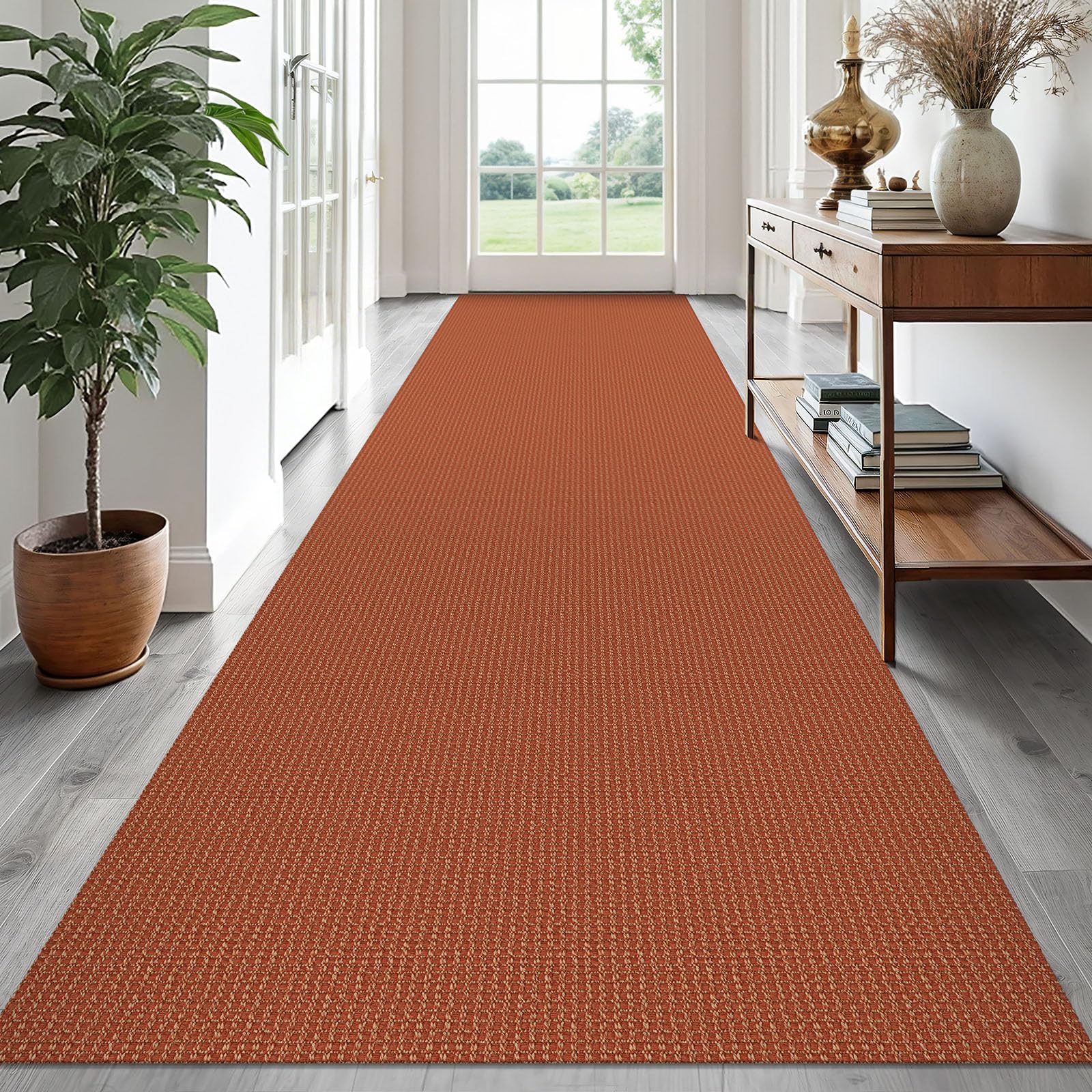 EARTHALL Woven Area Rug 2x3 Ft Washable Rugs for Entryway Braided Non Slip Throw Rugs Door Mat Indoor Outdoor Entrance Small Cotton Woven Carpet for Kitchen Foyer Front Door, Orange/Tan/Brown