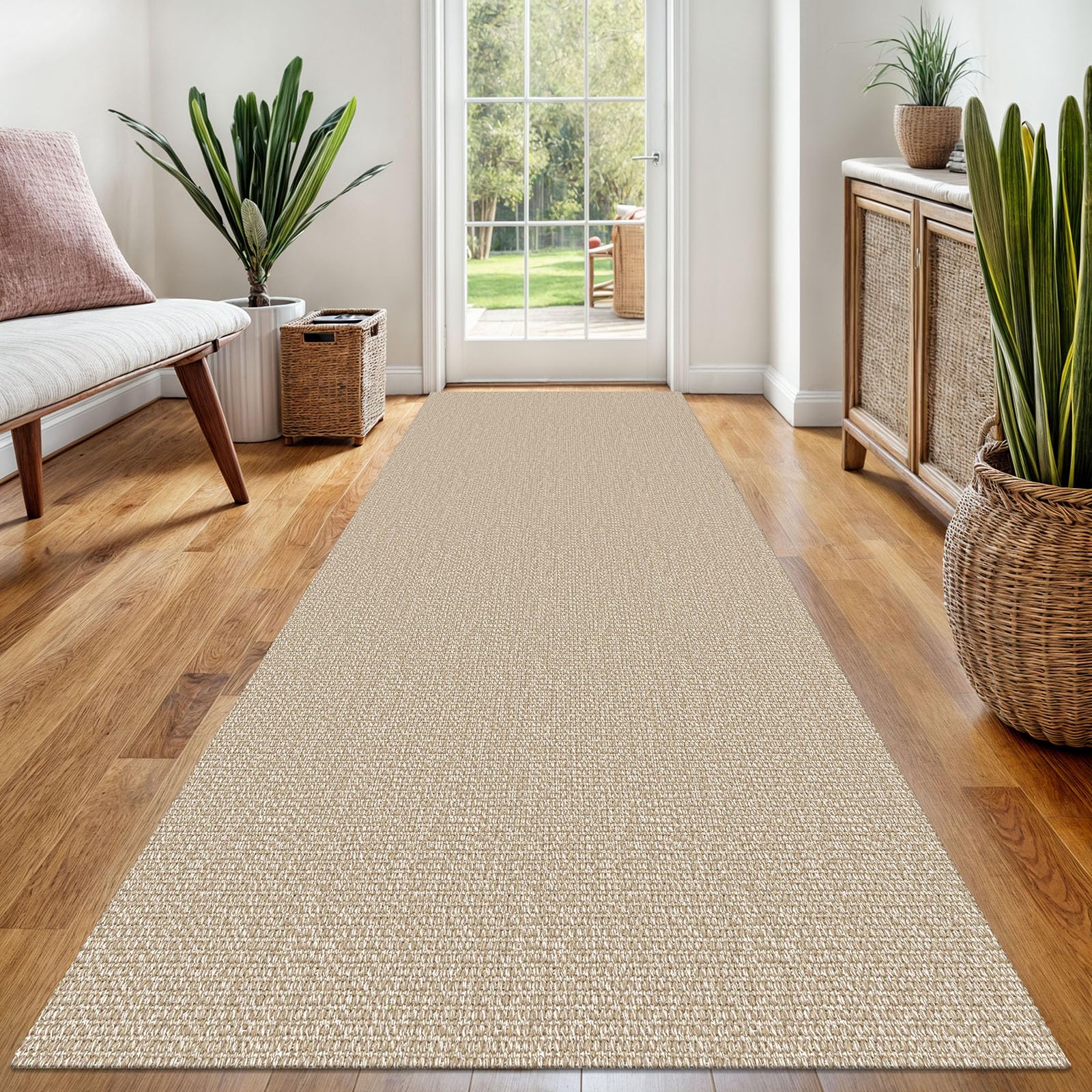 EARTHALL Small Area Rug 2x3 Ft Washable Rugs for Entryway Non Slip Braided Throw Rugs with Rubber Backing Door Mat Indoor Outdoor Entrance Cotton Woven Carpet for Kitchen Foyer Front Door, Khaki/Beige
