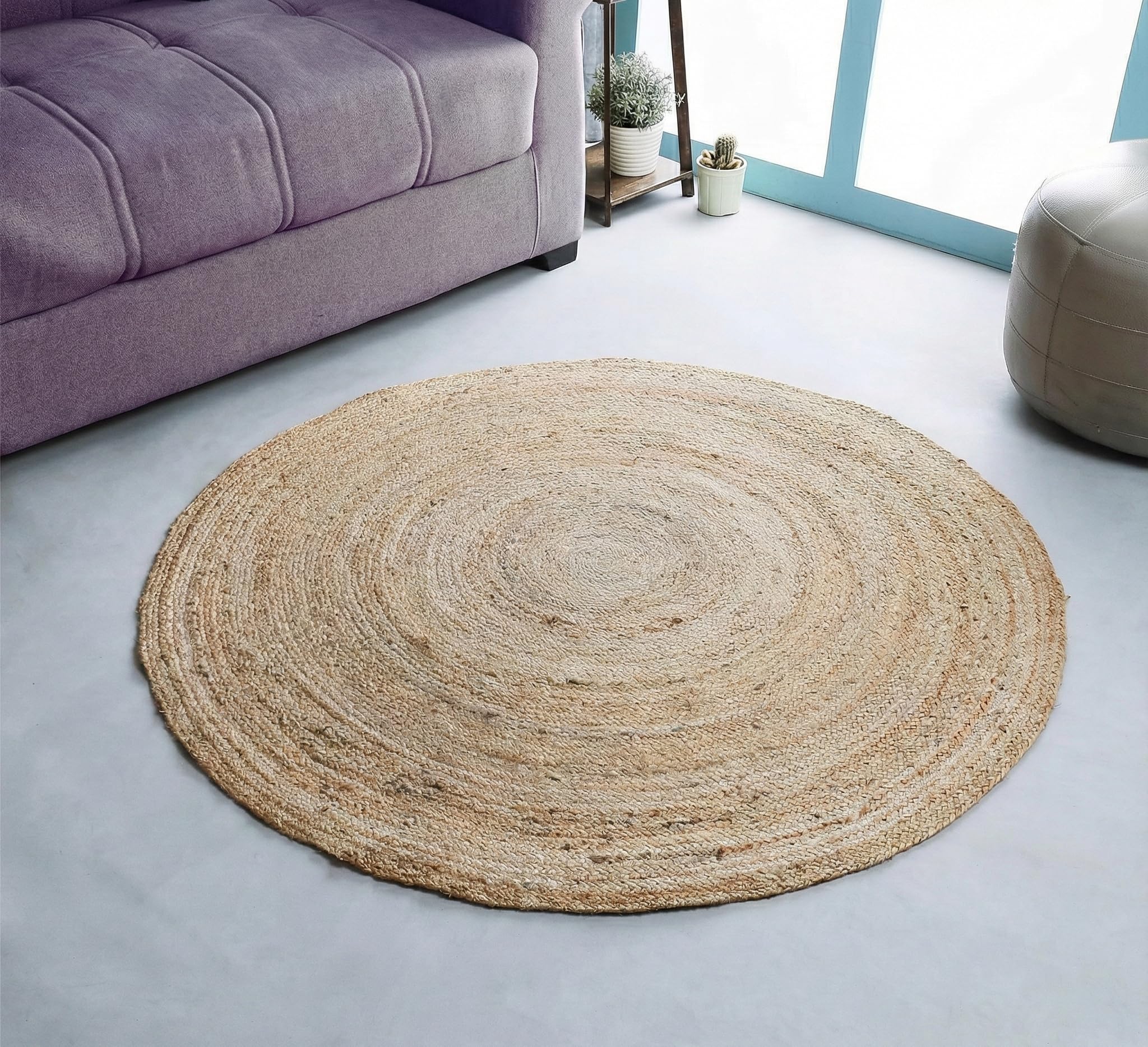 Hausattire Hand Woven Jute Braided Rug, 2'x3' – Natural, Reversible Boho Entry Area Rugs for Kitchen, Living Room I Farmhouse Indoor Outdoor Decorative Floor Rug, 24x36 Inches