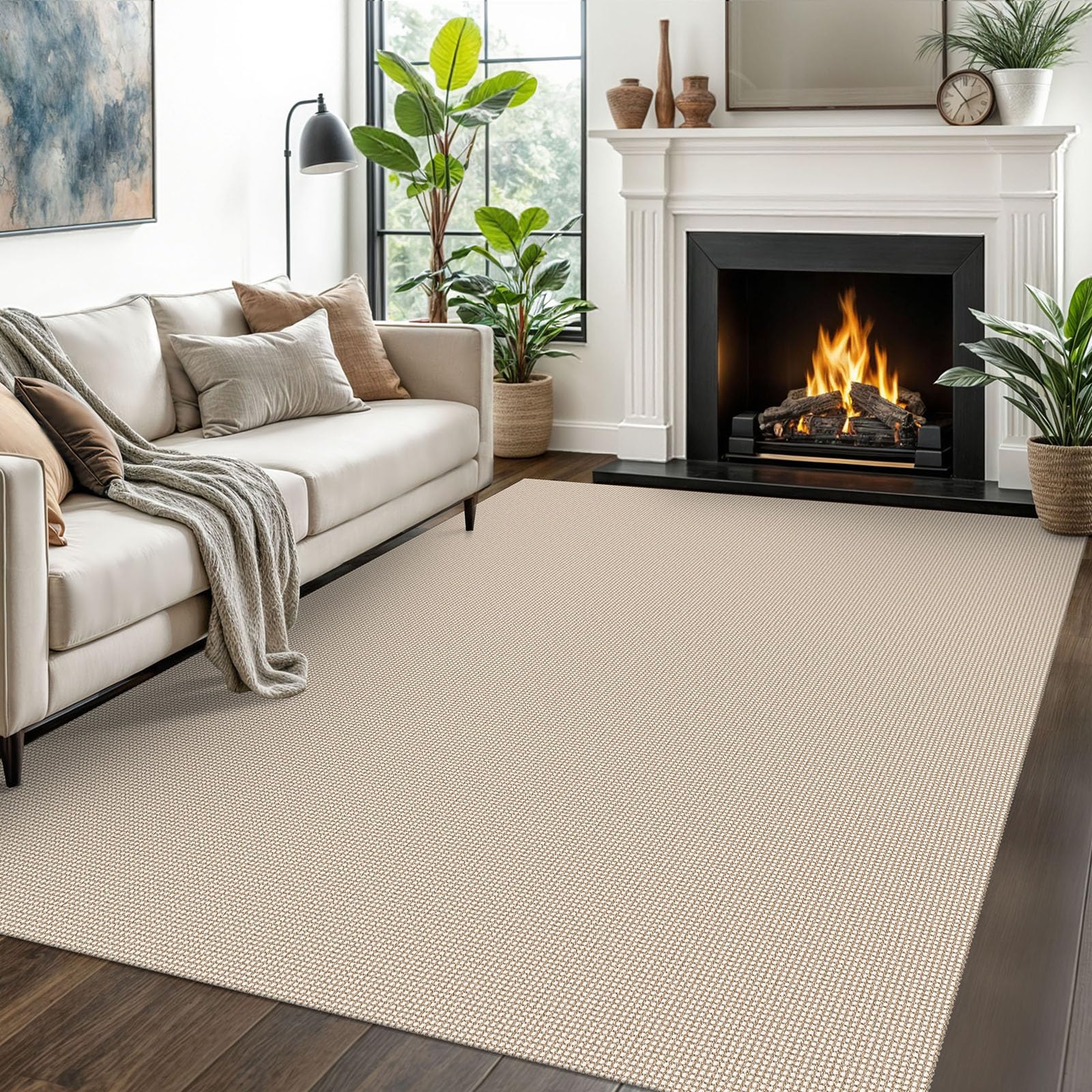 EARTHALL Woven Area Rug 2x3 Ft Washable Rugs for Entryway Braided Non Slip Throw Rugs Door Mat Indoor Outdoor Entrance Small Cotton Woven Carpet for Kitchen Foyer Front Door, Orange/Tan/Brown