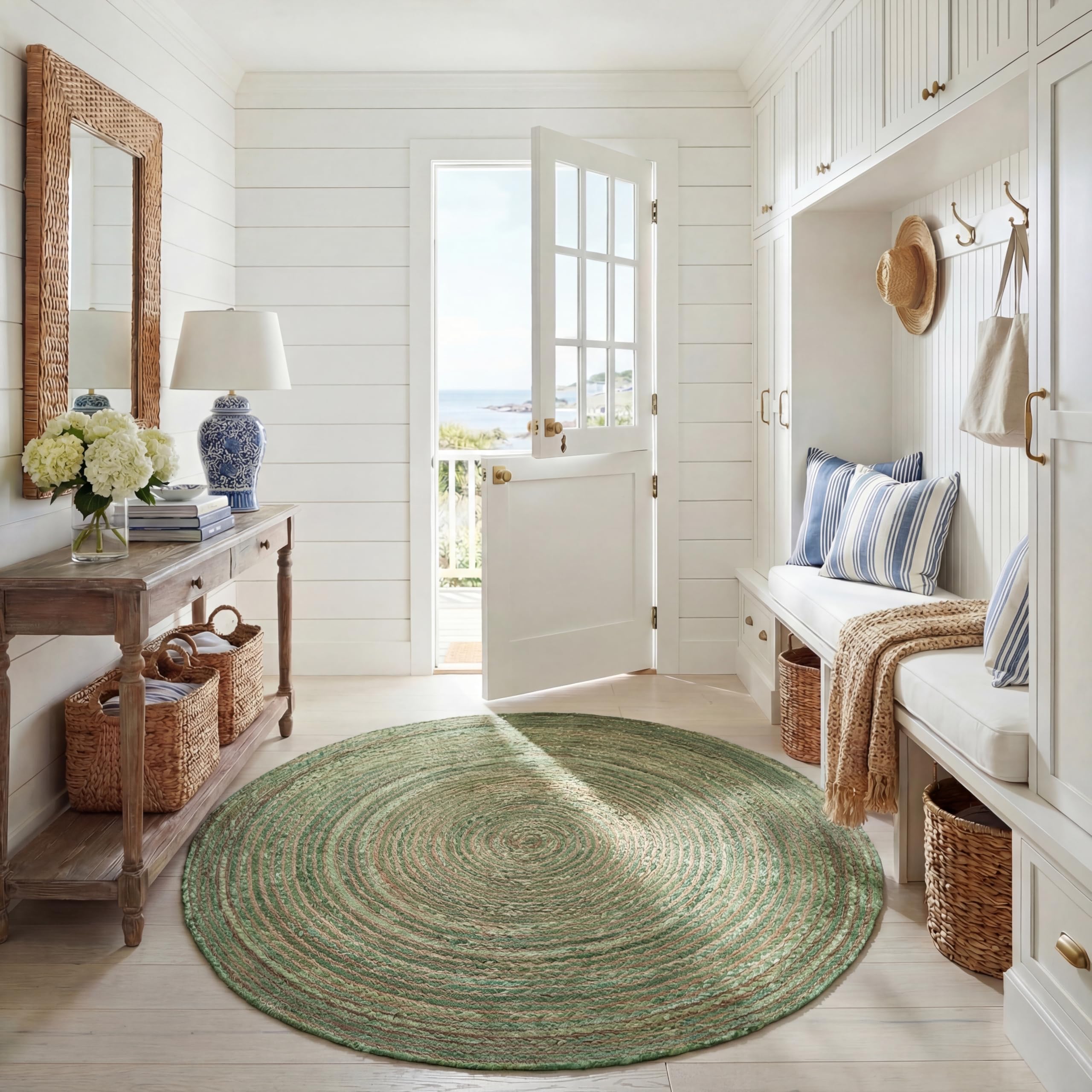 SAFAVIEH Area Rug 2x3 - Cape Cod Collection - Beige & Multi, Handmade Jute & Cotton, Woven Braided Design (CAP202B)