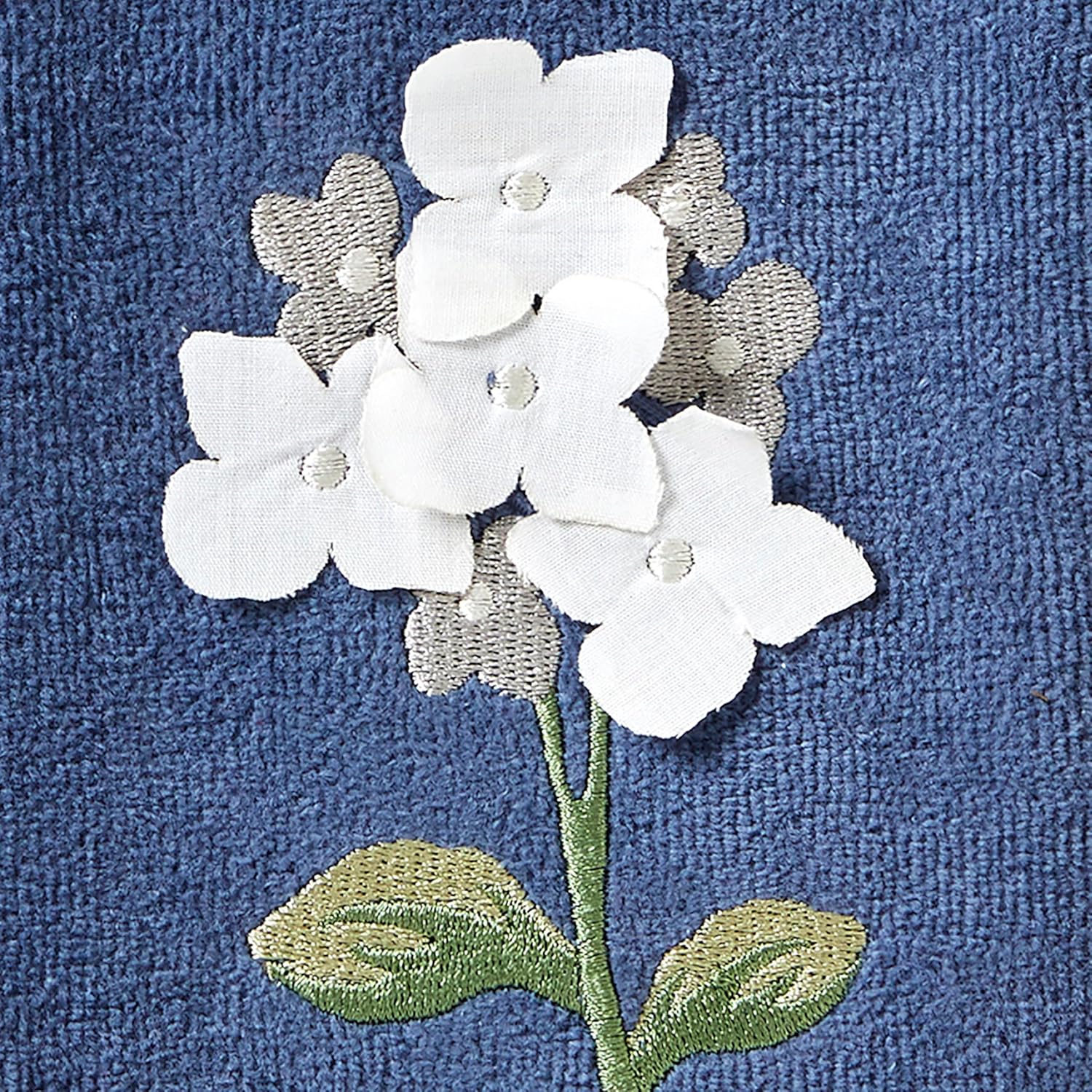 SKL Home Farm Hydrangea 100% Cotton 3D Embroidered 2pc Hand Towel Set, Decorative for Bath/Kitchen/Bar & Gift, Blue