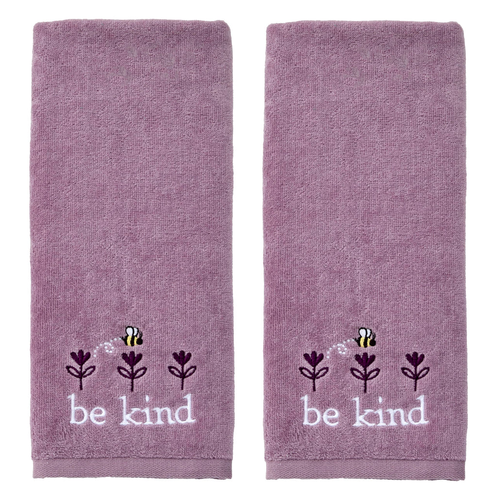 SKL Home Farm Hydrangea 100% Cotton 3D Embroidered 2pc Hand Towel Set, Decorative for Bath/Kitchen/Bar & Gift, Blue