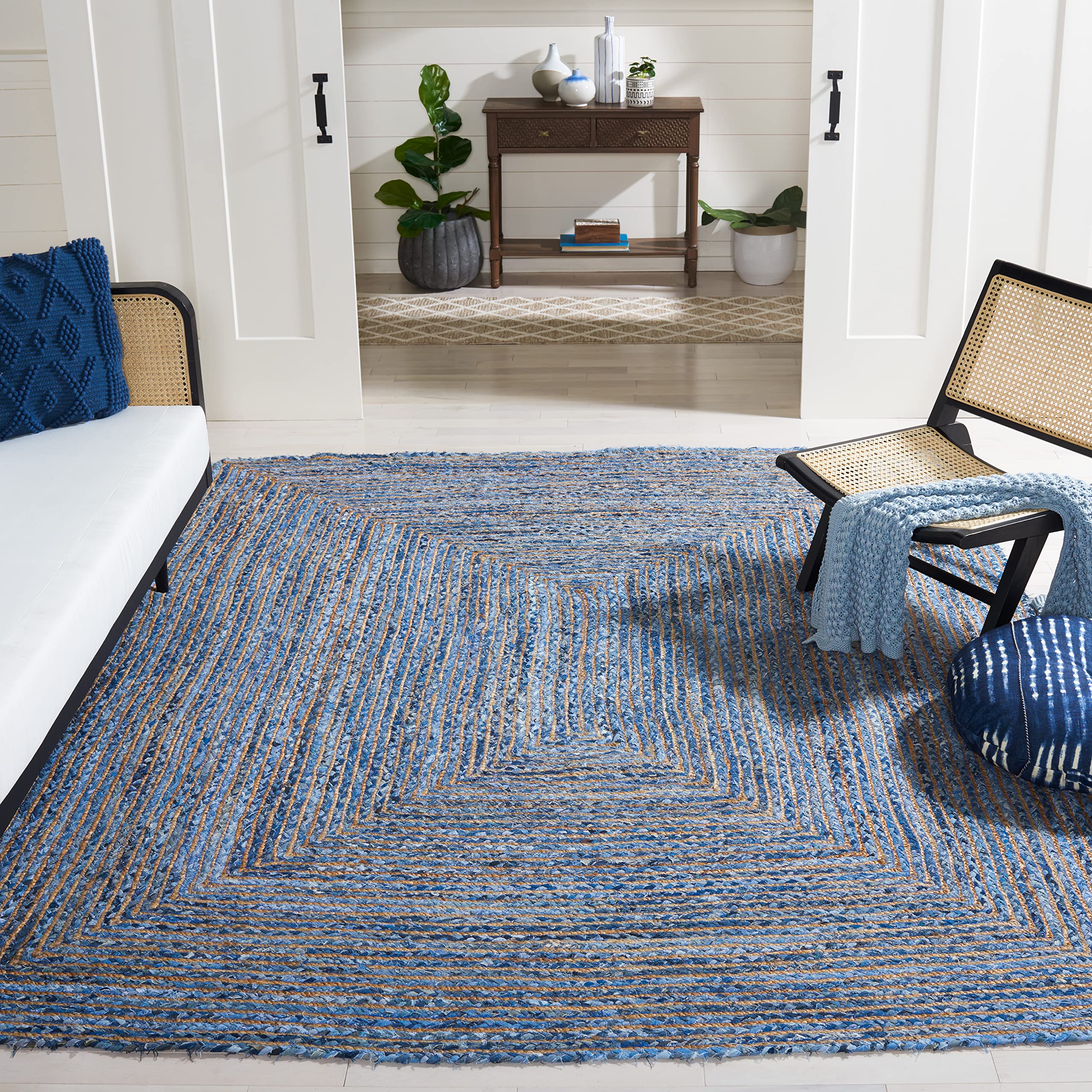 SAFAVIEH Area Rug 2x3 - Cape Cod Collection - Beige & Multi, Handmade Jute & Cotton, Woven Braided Design (CAP202B)