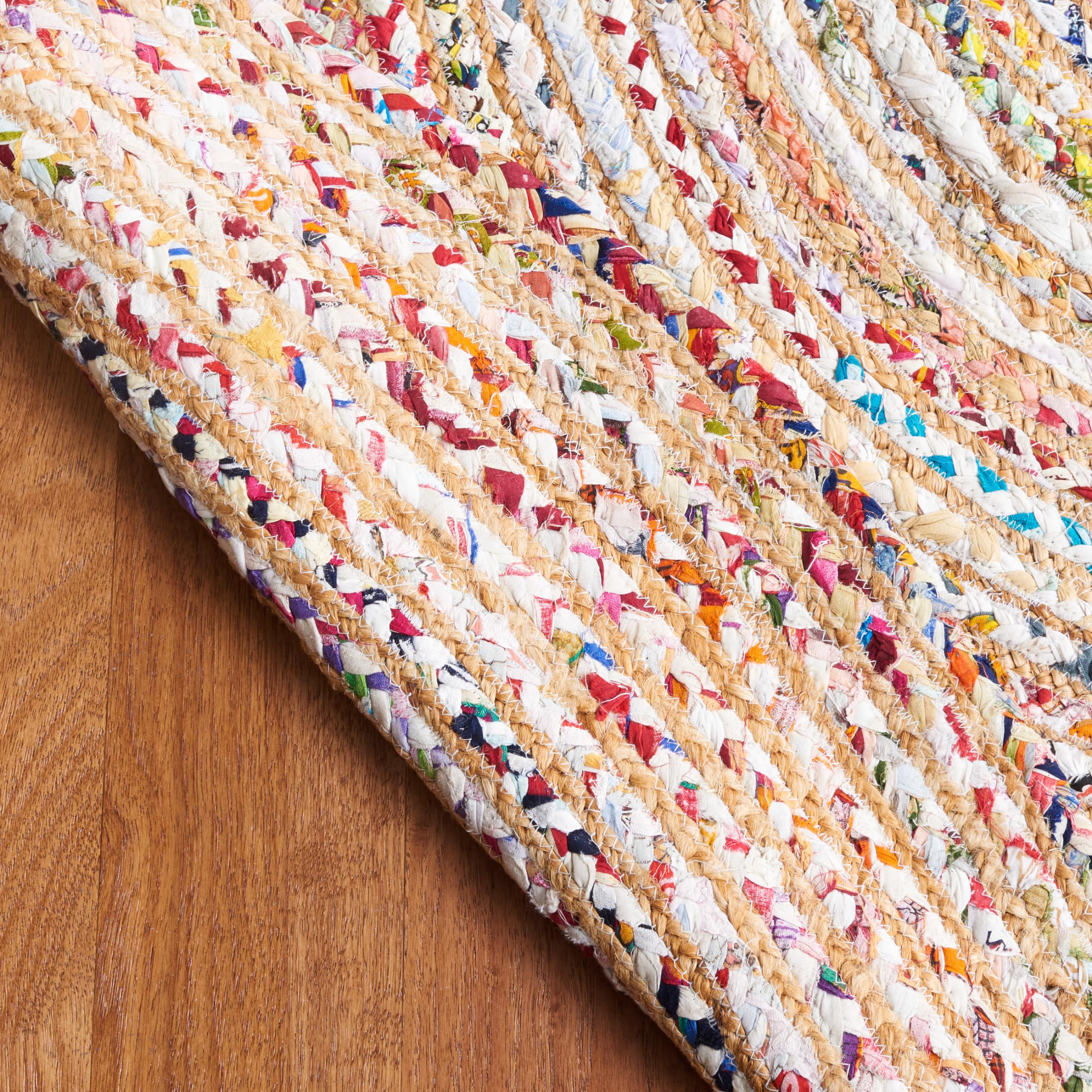 SAFAVIEH Area Rug 2x3 - Cape Cod Collection - Beige & Multi, Handmade Jute & Cotton, Woven Braided Design (CAP202B)