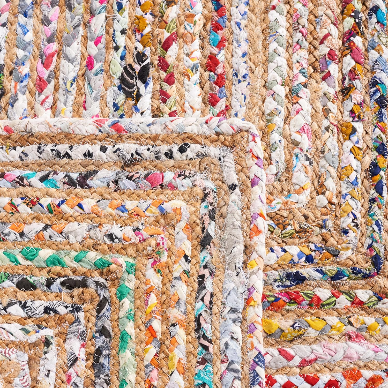 SAFAVIEH Area Rug 2x3 - Cape Cod Collection - Beige & Multi, Handmade Jute & Cotton, Woven Braided Design (CAP202B)