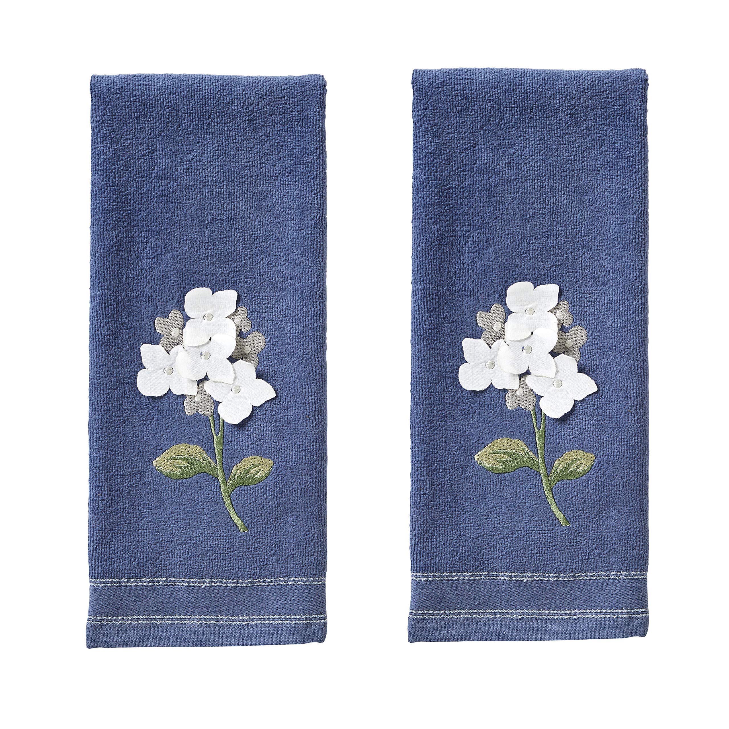SKL Home Bee Lavender 100% Cotton Embroidered 2pc Hand Towel Set, Decorative for Bath/Kitchen/Bar & Gift, Natural