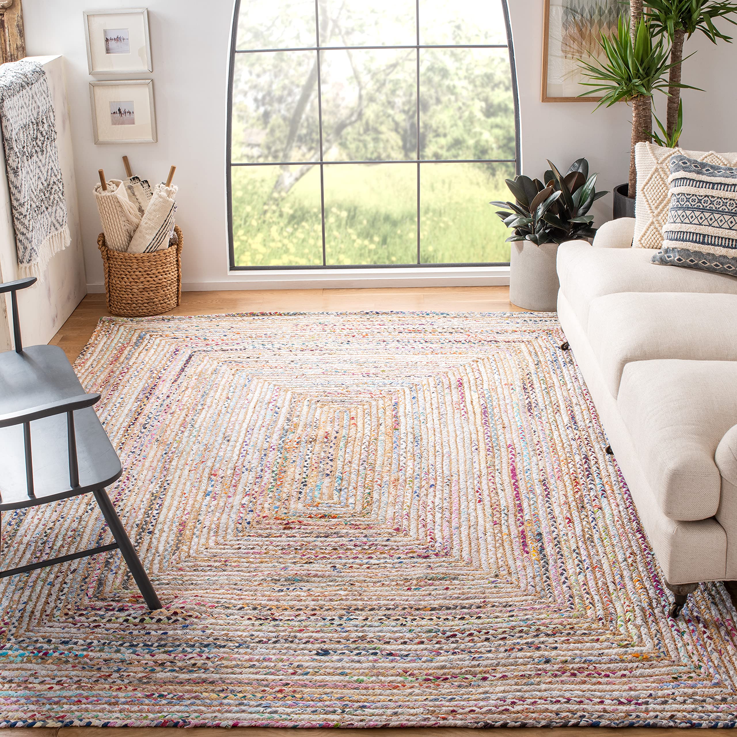 SAFAVIEH Area Rug 2x3 - Cape Cod Collection - Beige & Multi, Handmade Jute & Cotton, Woven Braided Design (CAP202B)