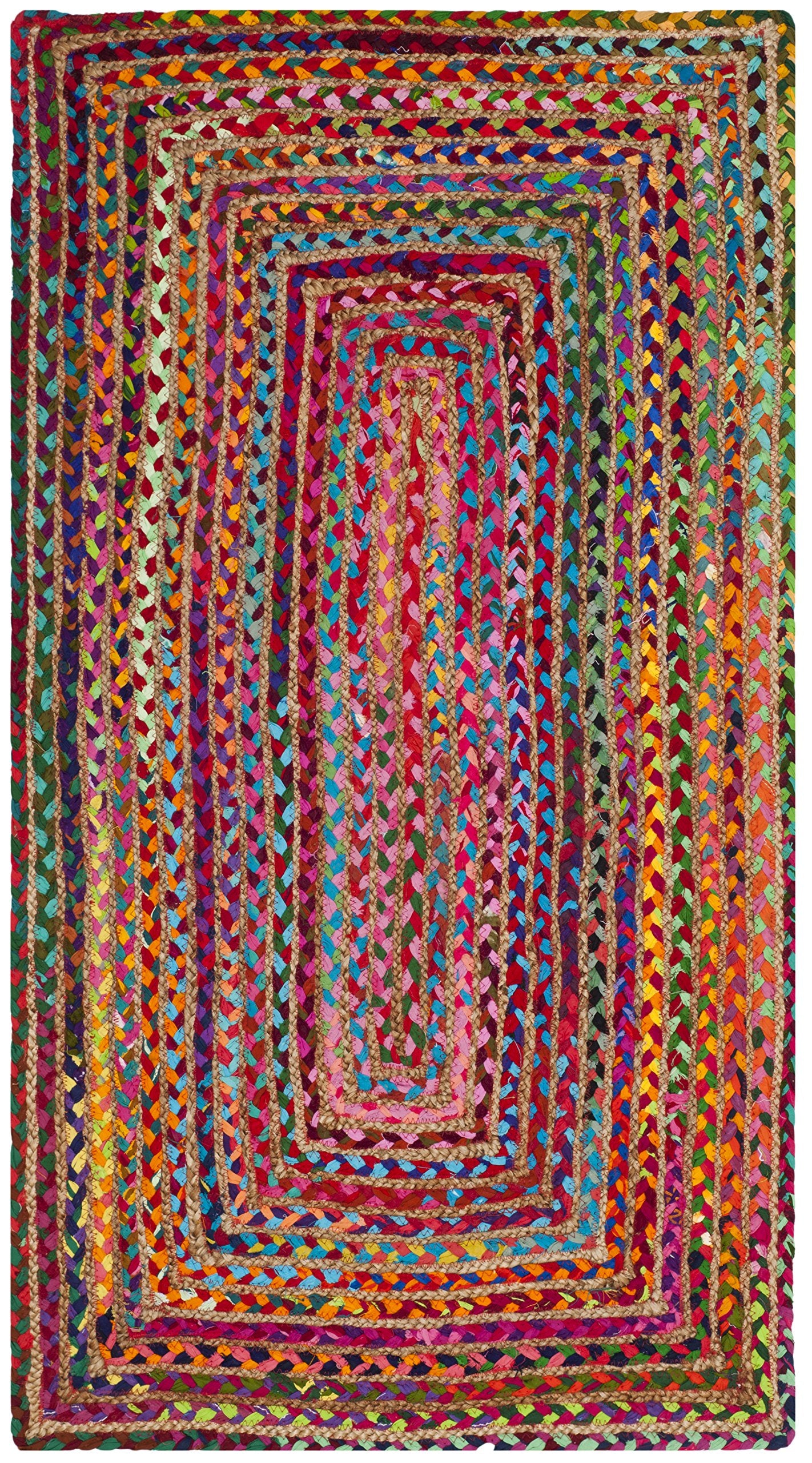 SAFAVIEH Area Rug 2x3 - Cape Cod Collection - Beige & Multi, Handmade Jute & Cotton, Woven Braided Design (CAP202B)