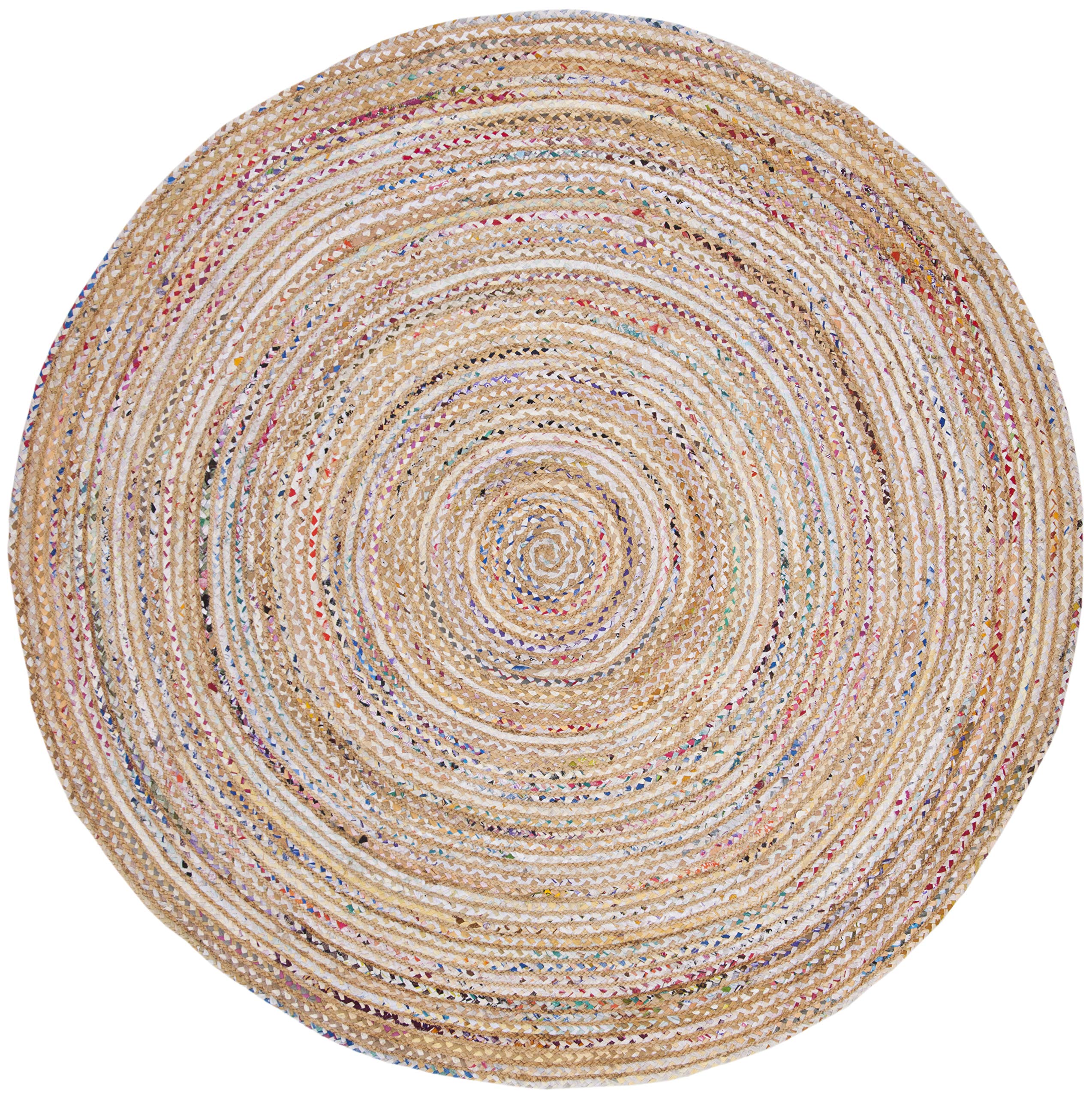 SAFAVIEH Area Rug 2x3 - Cape Cod Collection - Beige & Multi, Handmade Jute & Cotton, Woven Braided Design (CAP202B)