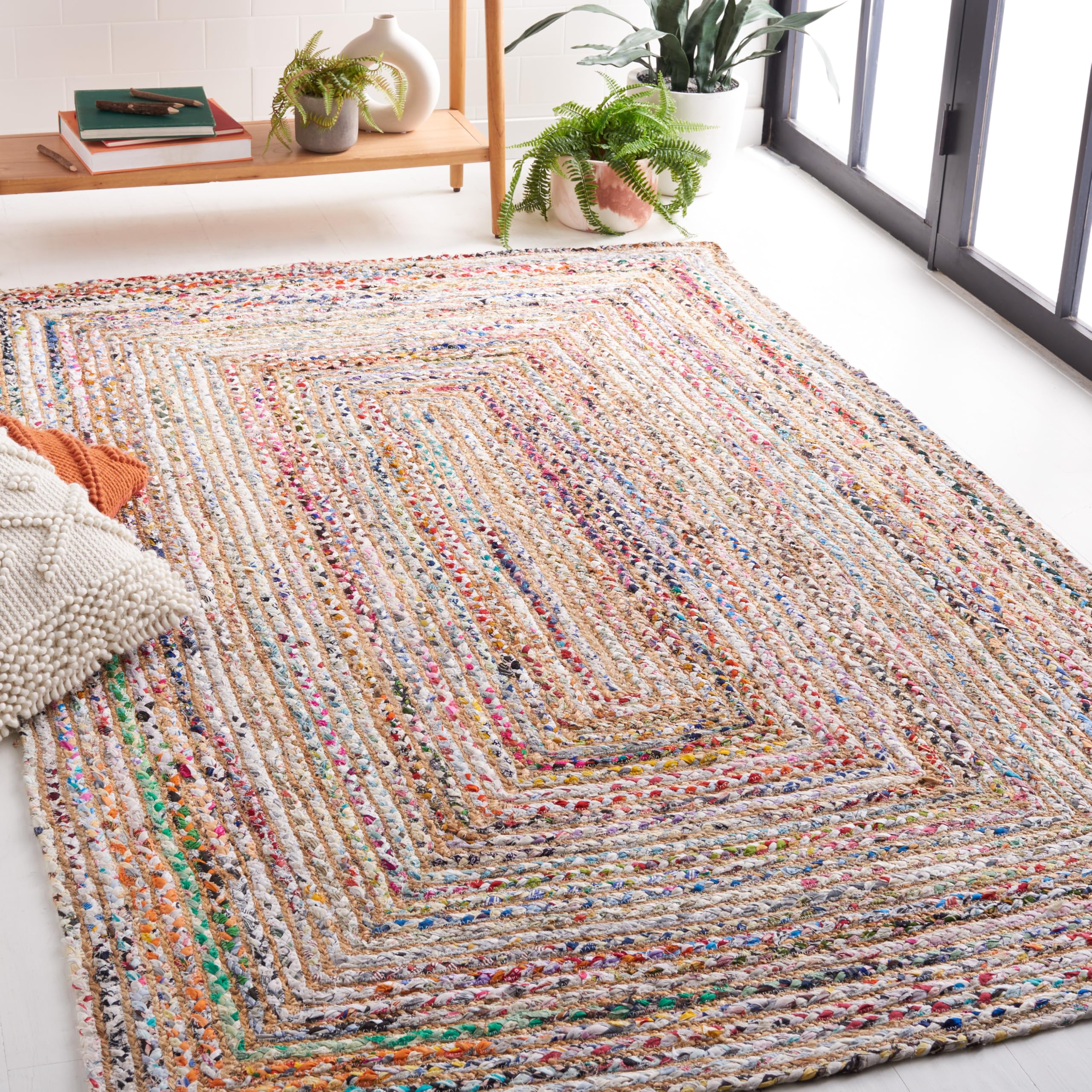 SAFAVIEH Area Rug 2x3 - Cape Cod Collection - Beige & Multi, Handmade Jute & Cotton, Woven Braided Design (CAP202B)