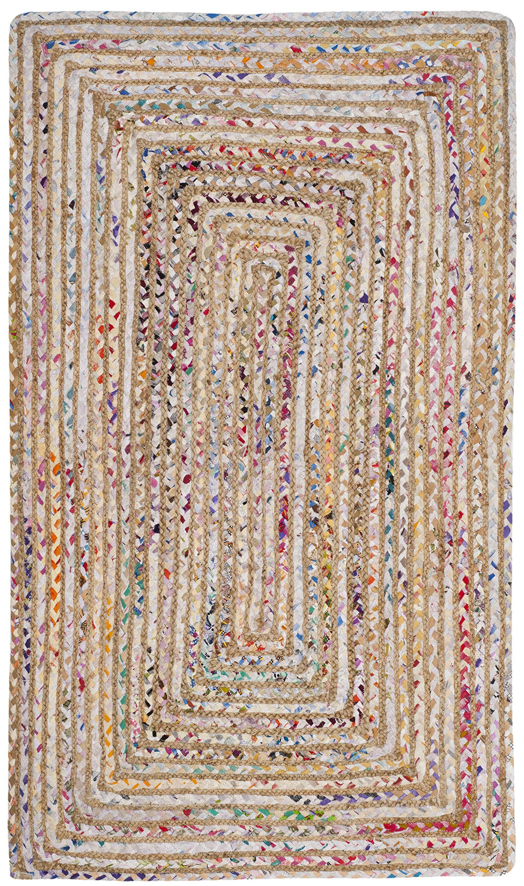 SAFAVIEH Area Rug 2x3 - Cape Cod Collection - Beige & Multi, Handmade Jute & Cotton, Woven Braided Design (CAP202B)