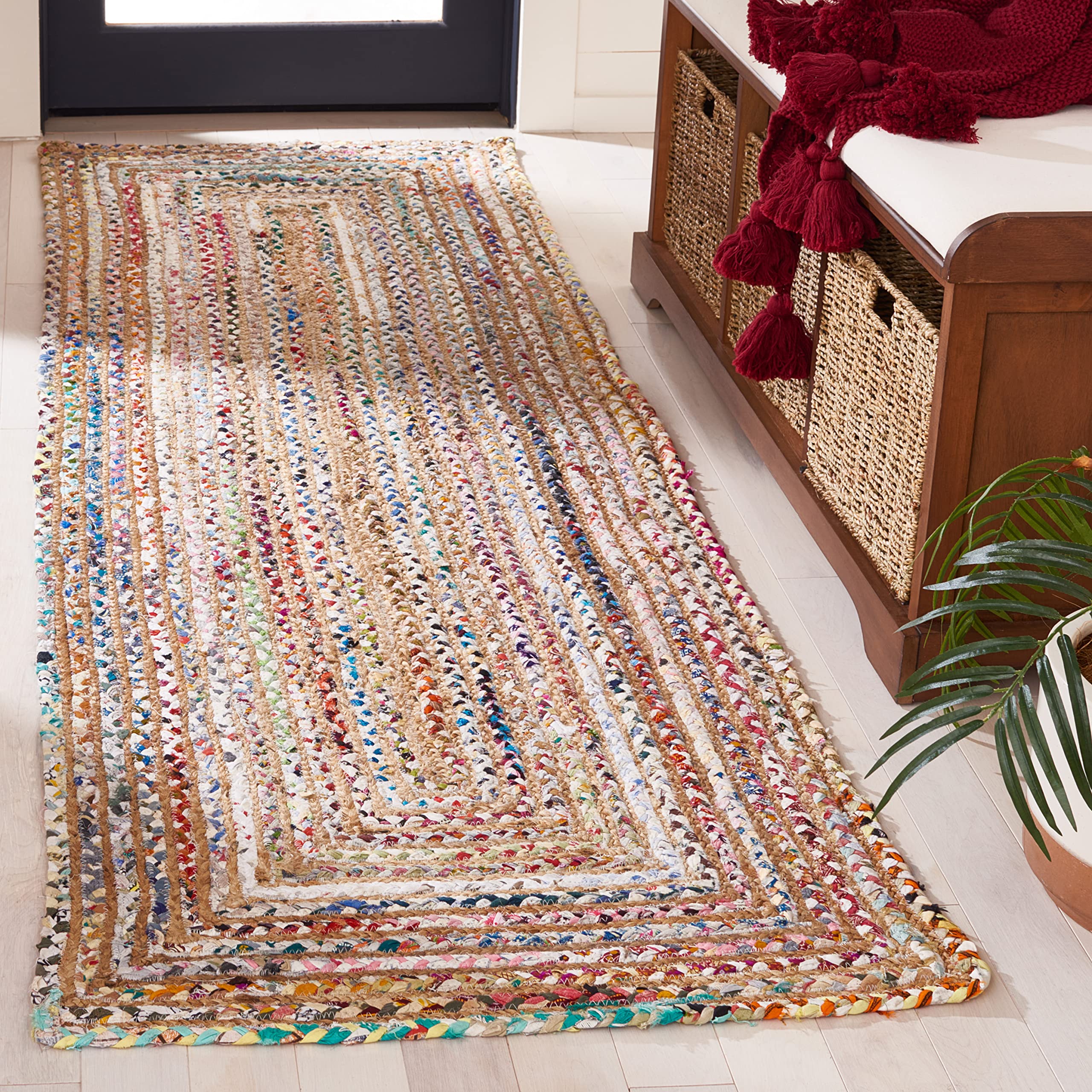 SAFAVIEH Area Rug 2x3 - Cape Cod Collection - Beige & Multi, Handmade Jute & Cotton, Woven Braided Design (CAP202B)