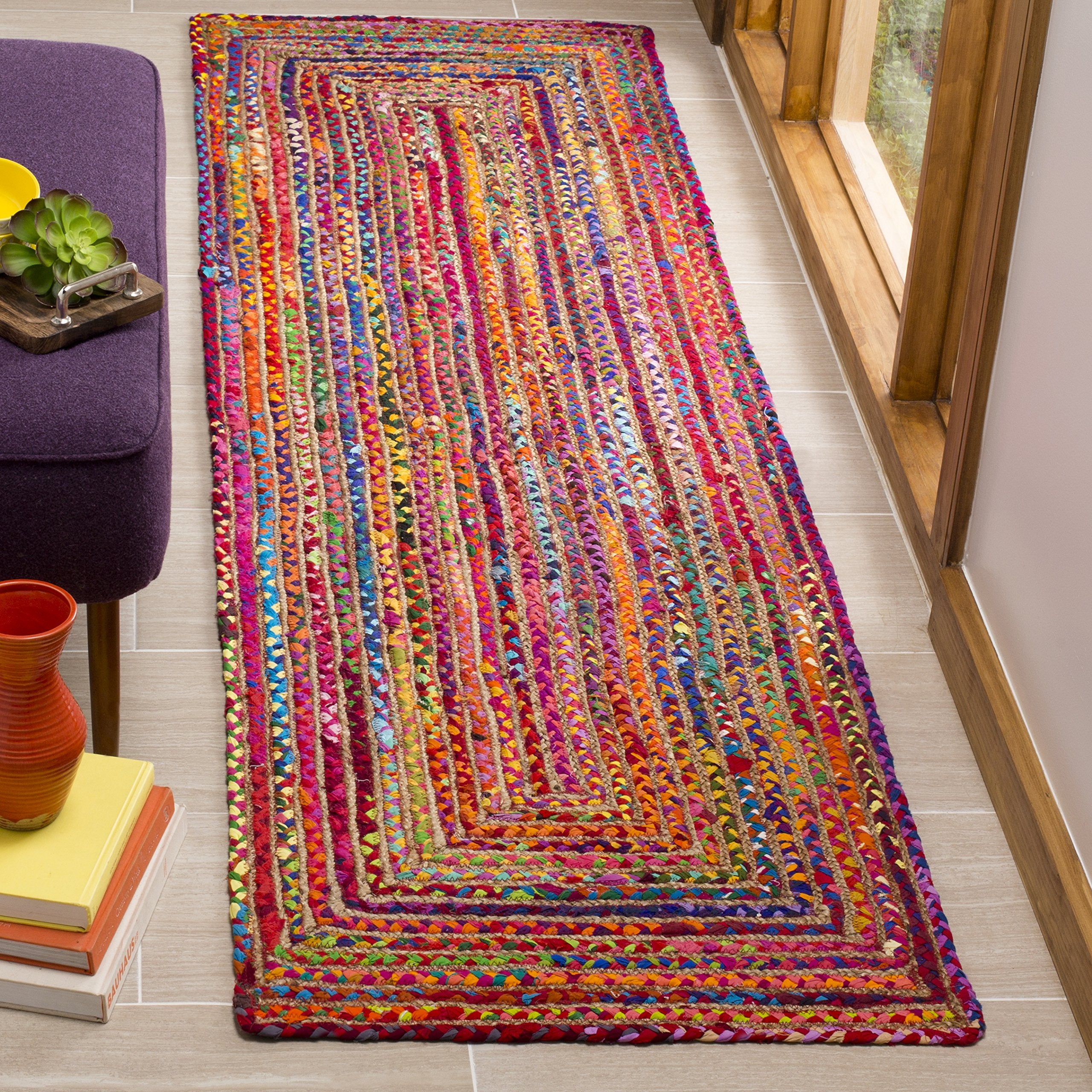 SAFAVIEH Area Rug 2x3 - Cape Cod Collection - Beige & Multi, Handmade Jute & Cotton, Woven Braided Design (CAP202B)