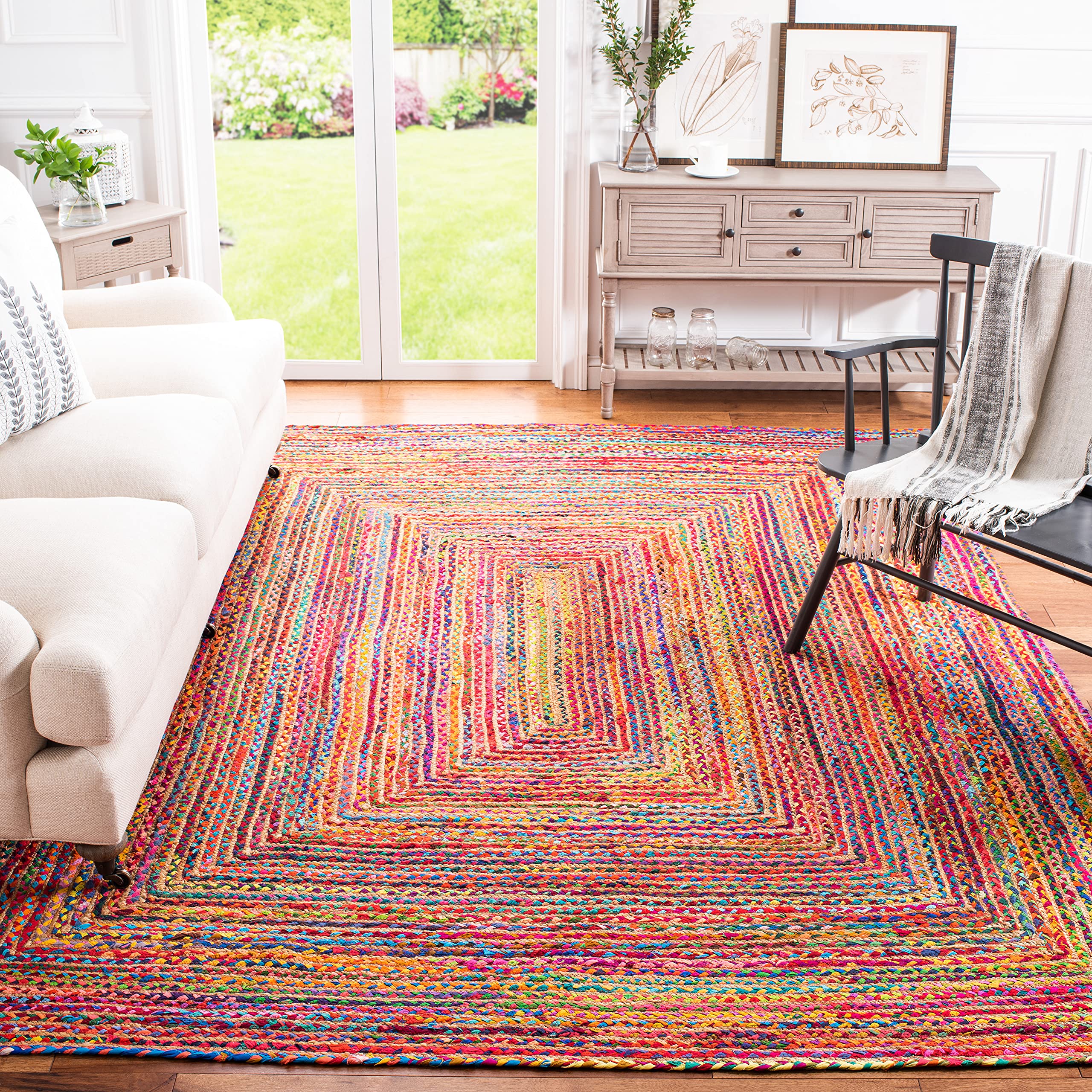 SAFAVIEH Area Rug 2x3 - Cape Cod Collection - Beige & Multi, Handmade Jute & Cotton, Woven Braided Design (CAP202B)