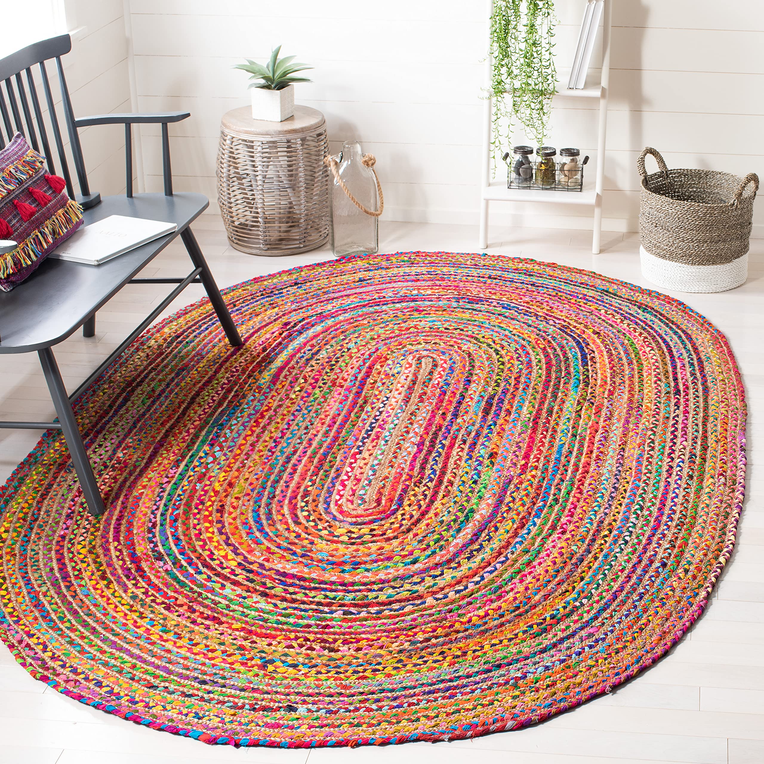 SAFAVIEH Area Rug 2x3 - Cape Cod Collection - Beige & Multi, Handmade Jute & Cotton, Woven Braided Design (CAP202B)