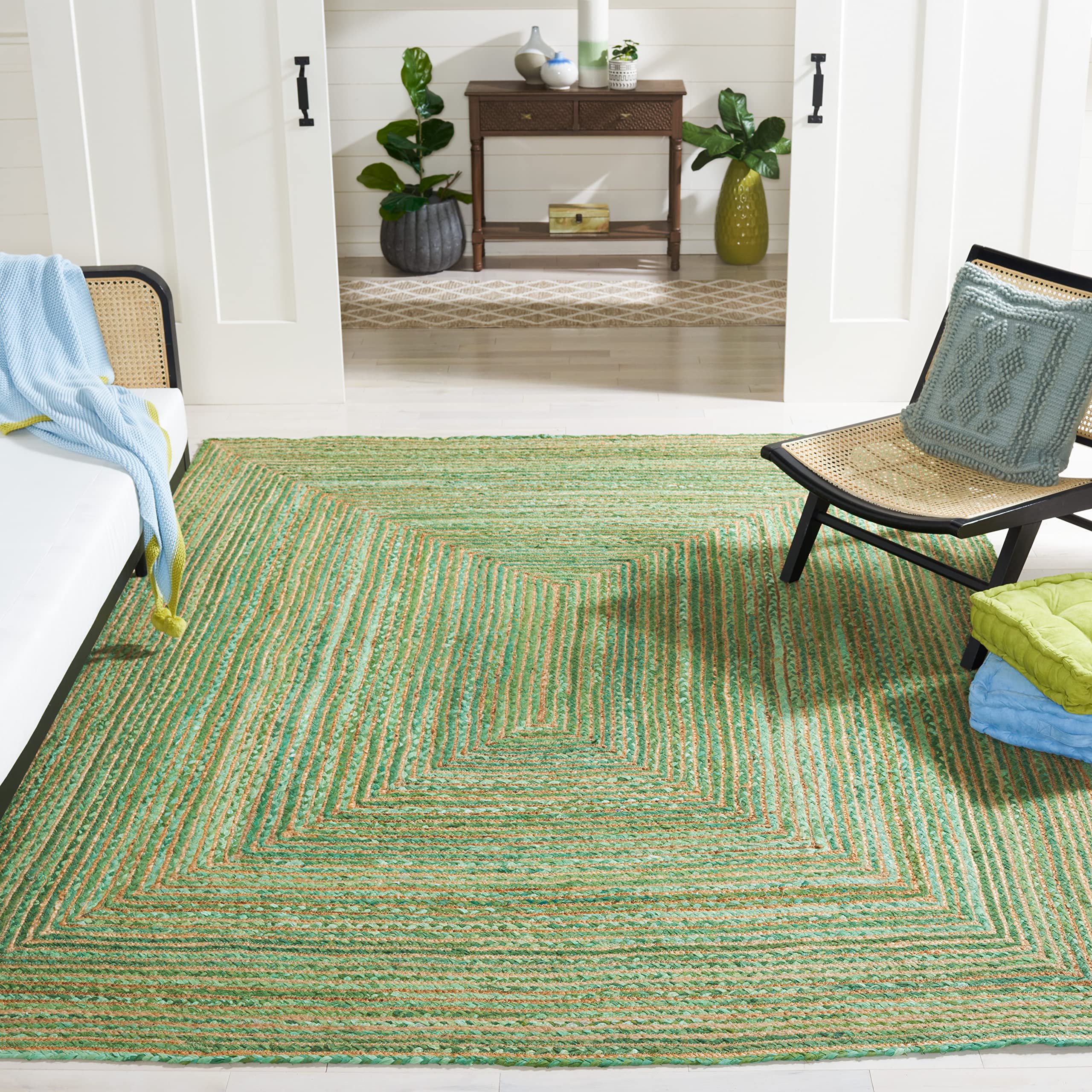 SAFAVIEH Area Rug 2x3 - Cape Cod Collection - Beige & Multi, Handmade Jute & Cotton, Woven Braided Design (CAP202B)