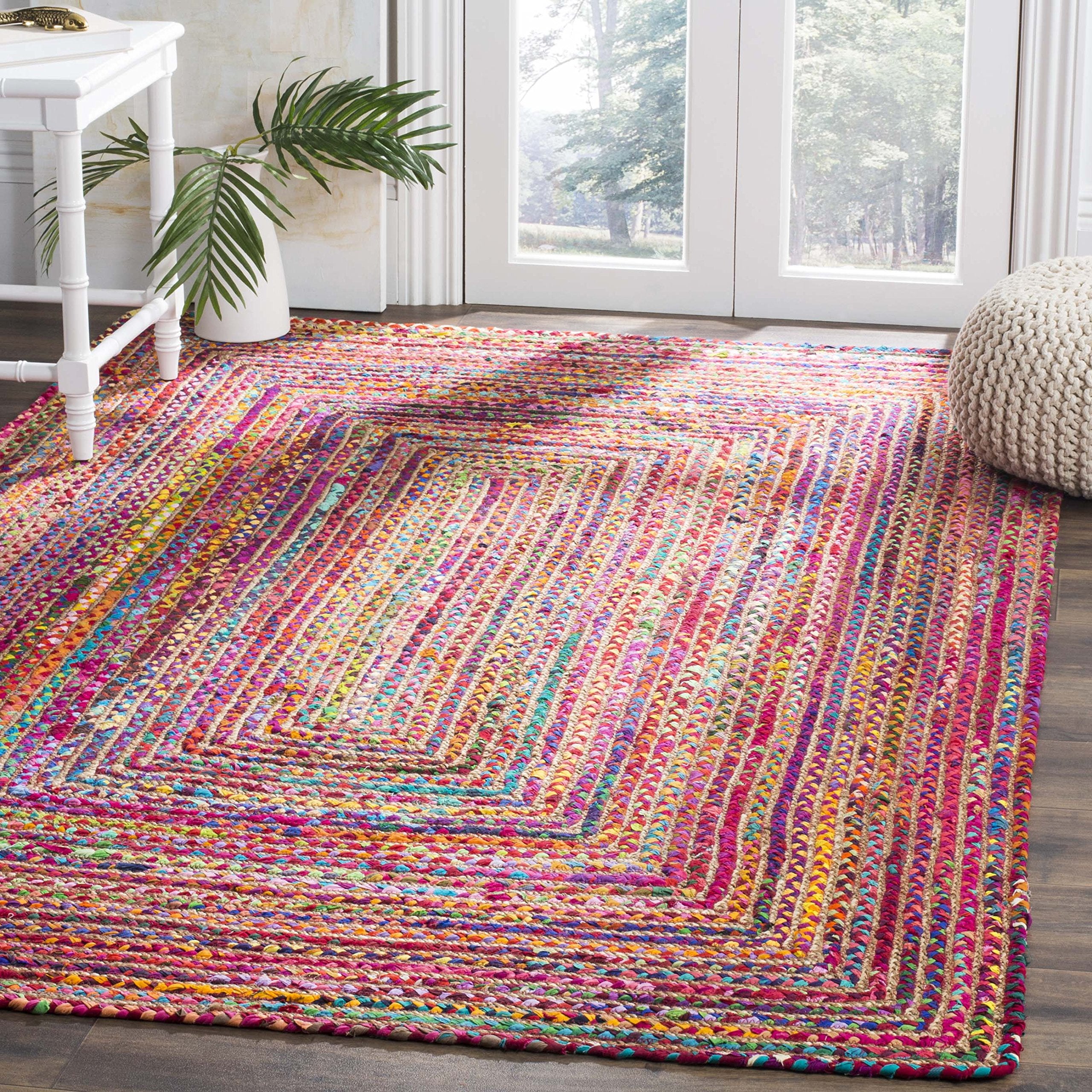 SAFAVIEH Area Rug 2x3 - Cape Cod Collection - Beige & Multi, Handmade Jute & Cotton, Woven Braided Design (CAP202B)