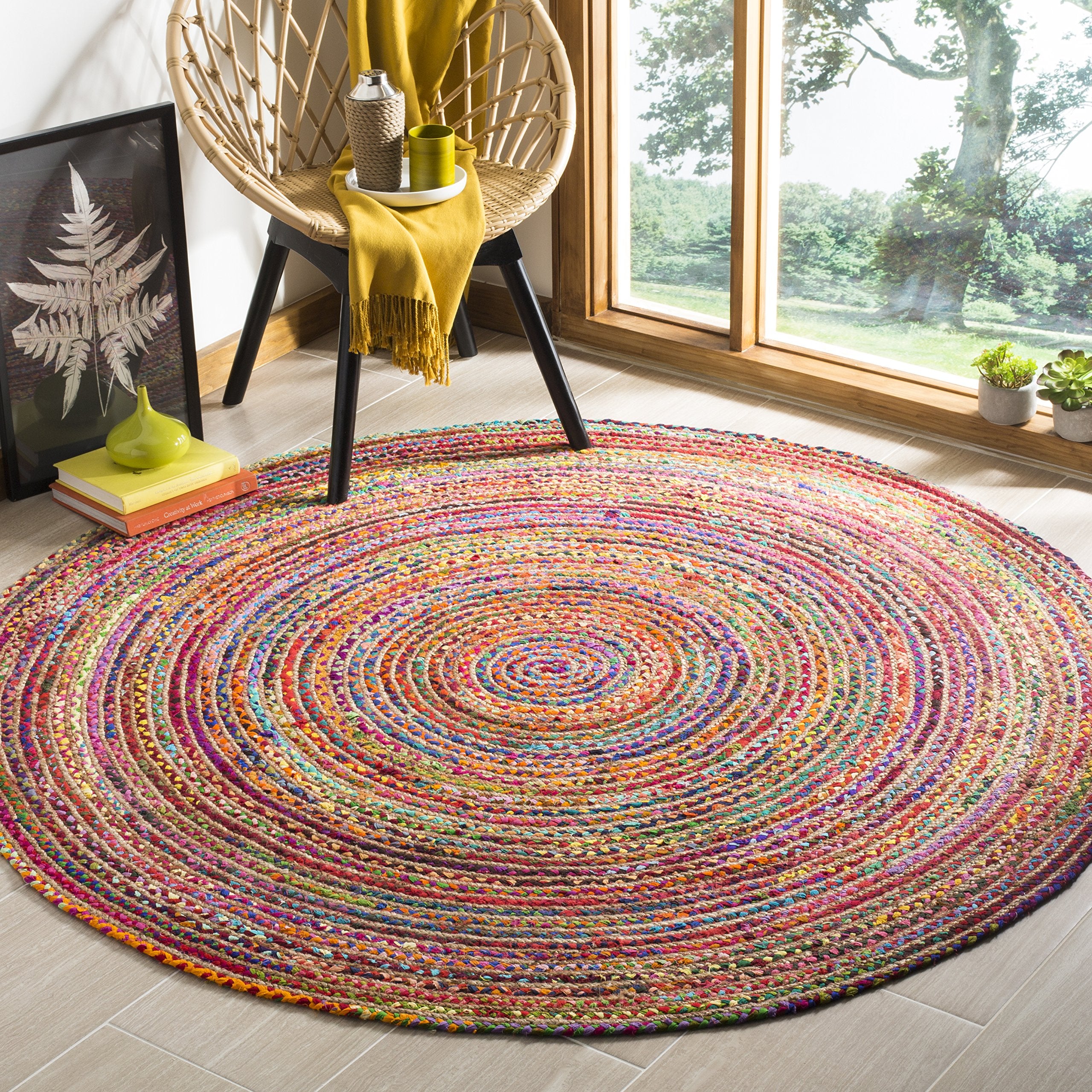 SAFAVIEH Area Rug 2x3 - Cape Cod Collection - Beige & Multi, Handmade Jute & Cotton, Woven Braided Design (CAP202B)